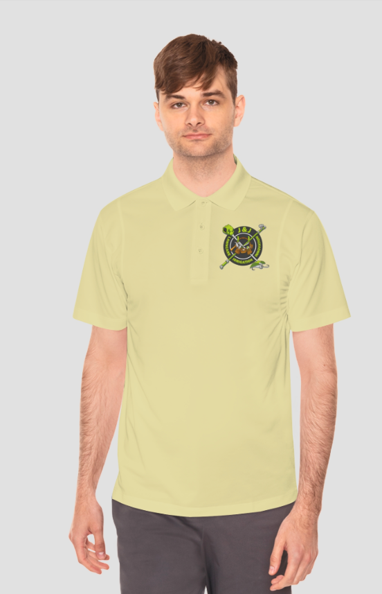 Customizable yellow polo shirt with JJLIR logo – Quality logo products for standout company merchandise.