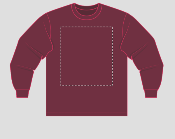 Gildan 2400 maroon long sleeved t-shirt